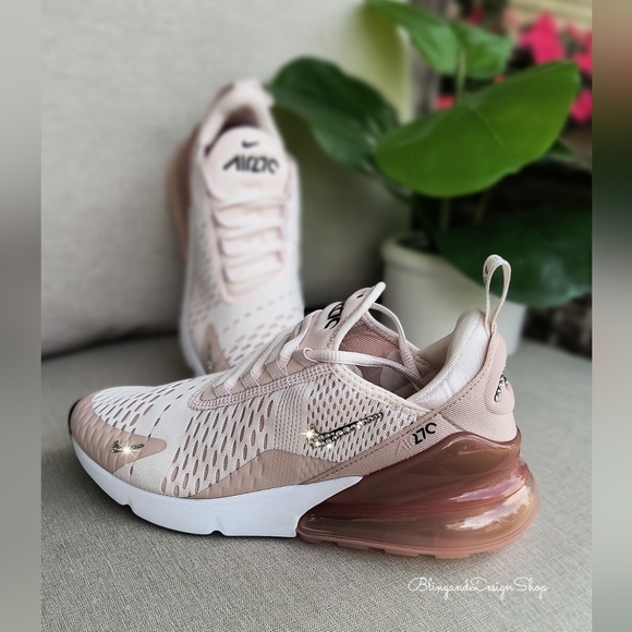 Bling Nike Women's Air Max 270 Pink Sneakers Shoes Customized with Crystals - Picture 3 of 7